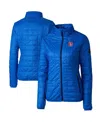 Cutter & Buck Women's Royal Denver Broncos Throwback Logo Rainier Primaloft Eco Full-zip Puffer Jacket In Blue
