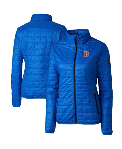 Cutter & Buck Women's Royal Denver Broncos Throwback Logo Rainier Primaloft Eco Full-zip Puffer Jacket In Blue