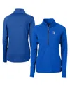 CUTTER & BUCK WOMEN'S ROYAL DUKE BLUE DEVILS DRYTEC ADAPT ECO KNIT STRETCH RAGLAN HALF-ZIP TOP