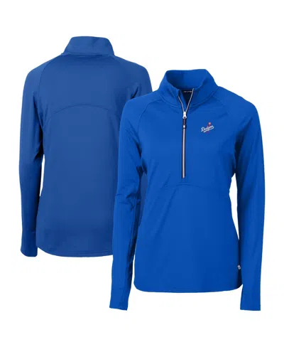Cutter & Buck Women's Royal Los Angeles Dodgers Drytec Adapt Eco Knit Stretch Raglan Half-zip Sweatshirt In Blue