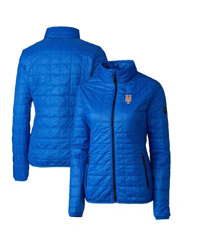 Cutter & Buck Women's Royal New York Mets Rainier Primaloft Eco Full-zip Puffer Jacket In Blue