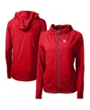 Cutter & Buck Women's Scarlet Nebraska Huskers Adapt Eco Knit Hybrid Full-zip Hoodie In Scarlet