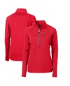 Cutter & Buck Women's Scarlet Ohio State Buckeyes Adapt Eco Knit Stretch Half-zip Pullover Sweatshirt In Red