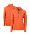Cutter & Buck Women's Tennessee Volunteers Vault Drytec Adapt Eco Knit Stretch Raglan Half-zip Top In Tennessee Orange
