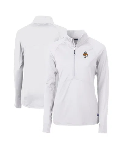 Cutter & Buck Women's Tennessee Volunteers Vault Drytec Adapt Eco Knit Stretch Raglan Half-zip Top In White