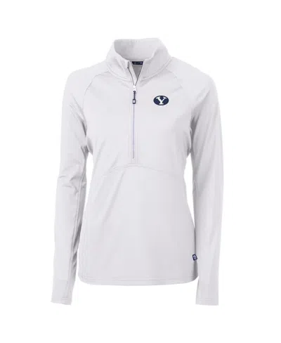 Cutter & Buck Women's White Byu Cougars Adapt Eco Knit Half-zip Pullover Jacket