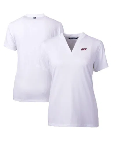 CUTTER & BUCK WOMEN'S WHITE EASTERN KENTUCKY COLONELS FORGE BLADE V-NECK TOP