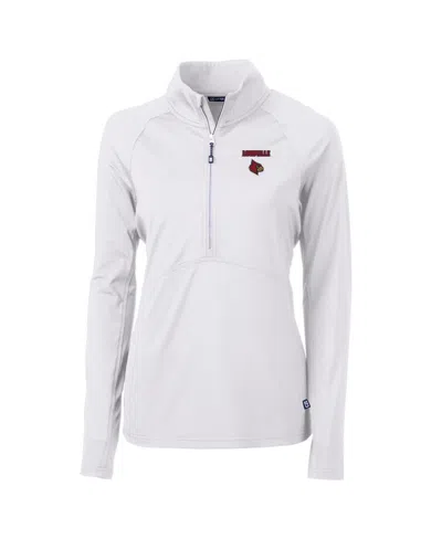 Cutter & Buck Women's White Louisville Cardinals Adapt Eco Knit Half-zip Pullover Jacket In Black