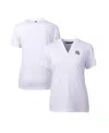 Cutter & Buck Women's White Miami Dolphins Helmet Logo Drytec Forge Stretch V-neck Blade Top In White