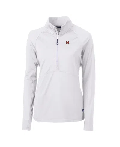 Cutter & Buck Women's White Miami University Redhawks Adapt Eco Knit Half-zip Pullover Jacket
