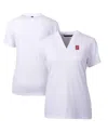 CUTTER & BUCK WOMEN'S WHITE NC STATE WOLFPACK FORGE BLADE V-NECK TOP