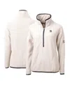 Cutter & Buck Women's White New York Yankees Cascade Eco Sherpa Fleece Quarter-zip Pullover Jacket In White