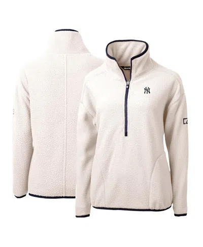 Cutter & Buck Women's White New York Yankees Cascade Eco Sherpa Fleece Quarter-zip Pullover Jacket