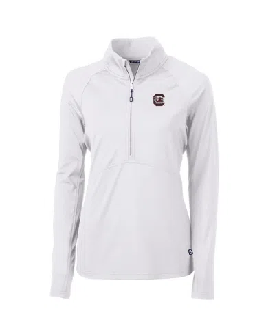 Cutter & Buck Women's White South Carolina Gamecocks Adapt Eco Knit Half-zip Pullover Jacket