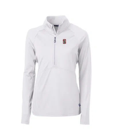 Cutter & Buck Women's White Stanford Cardinal Adapt Eco Knit Half-zip Pullover Jacket In Neutral