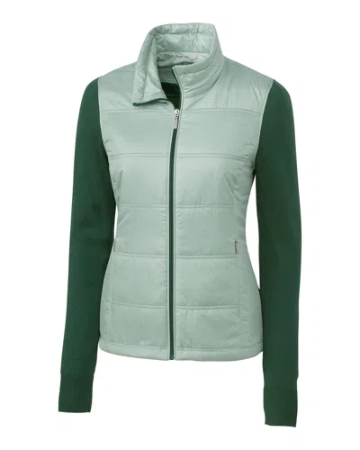 Cutter & Buck Womens Cora Quilted Sweater Jacket In Green