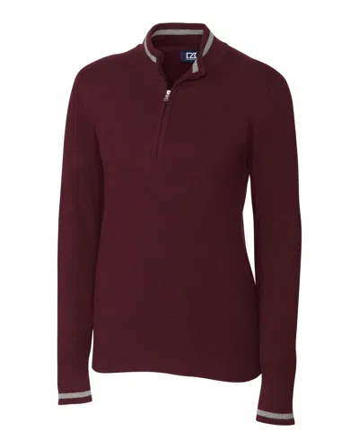 Cutter & Buck Womens Lakemont Tipped Half-zip Sweater In Blue