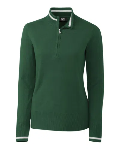 Cutter & Buck Womens Lakemont Tipped Half-zip Sweater In Green