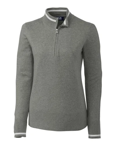 Cutter & Buck Womens Lakemont Tipped Half-zip Sweater In Grey