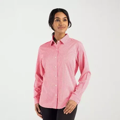 Cutter & Buck Skyline Epic Confidence Recycled Gingham Womens Long Sleeve Dress Shirt In Pattern