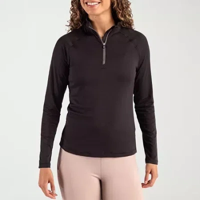 Cutter & Buck Womens Mock Neck Long Sleeve Quarter-zip Pullover In Black