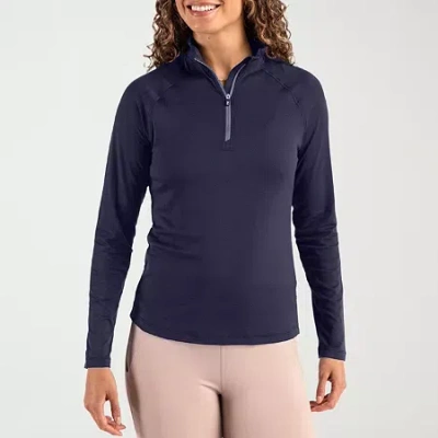 Cutter & Buck Womens Mock Neck Long Sleeve Quarter-zip Pullover In Blue
