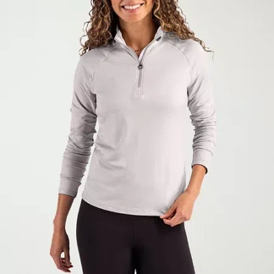 Cutter & Buck Womens Mock Neck Long Sleeve Quarter-zip Pullover In Gray