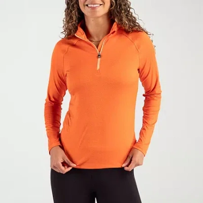 Cutter & Buck Womens Mock Neck Long Sleeve Quarter-zip Pullover In Orange