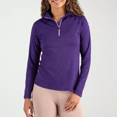 Cutter & Buck Womens Mock Neck Long Sleeve Quarter-zip Pullover In Purple