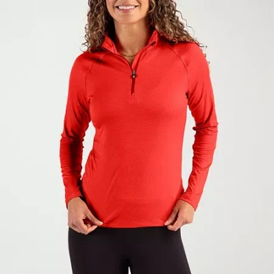 Cutter & Buck Womens Mock Neck Long Sleeve Quarter-zip Pullover In Red