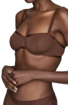 Cuup The Balconette Mesh Bra In Espresso