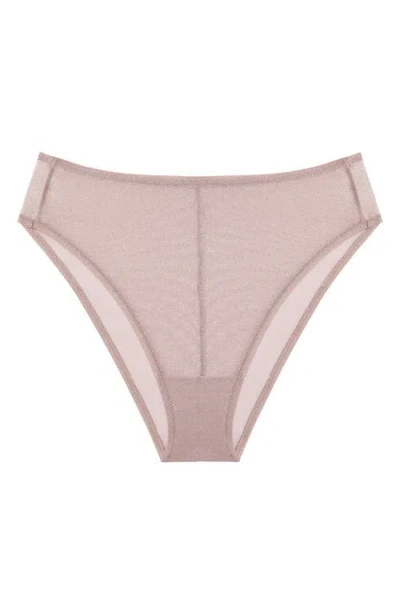 Cuup The Highwaist High Cut Mesh Briefs In Moonbeam