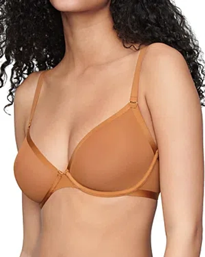 Cuup The Plunge Mesh Bra In Caramel