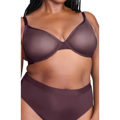 Cuup The Plunge Underwire Sheer Mesh Bra In Cosmos