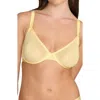 Cuup The Plunge Underwire Sheer Mesh Bra In Honey