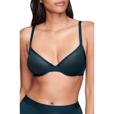 Cuup The Plunge Underwire Sheer Mesh Bra In Ocean