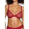 Cuup The Plunge Underwire Sheer Mesh Bra In Scarlet