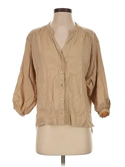 Pre-owned Cuyana 3/4 Sleeve Button Down Shirt In Tan