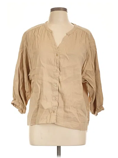 Pre-owned Cuyana 3/4 Sleeve Button Down Shirt In Tan