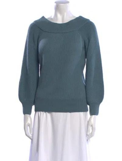 Pre-owned Cuyana Baby Alpaca Bateau Neckline Sweater In Blue