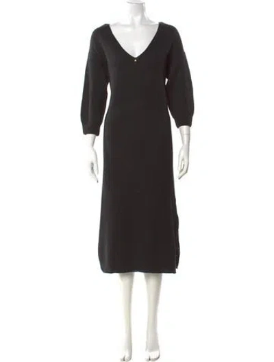 Pre-owned Cuyana Baby Alpaca Midi Length Dress In Black