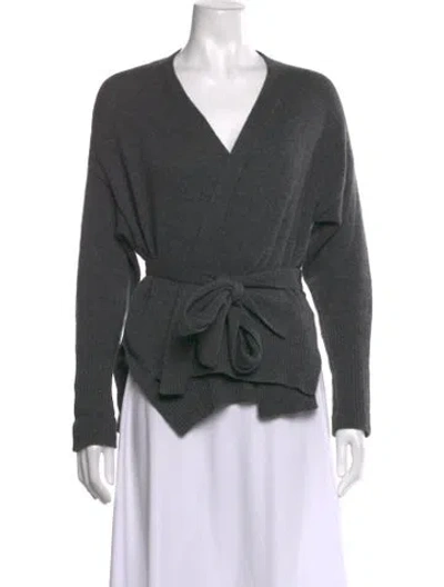 Pre-owned Cuyana Cashmere Mock Neck Sweater In Green/grey