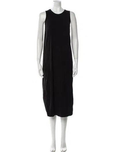 Pre-owned Cuyana Crew Neck Midi Length Dress In Black