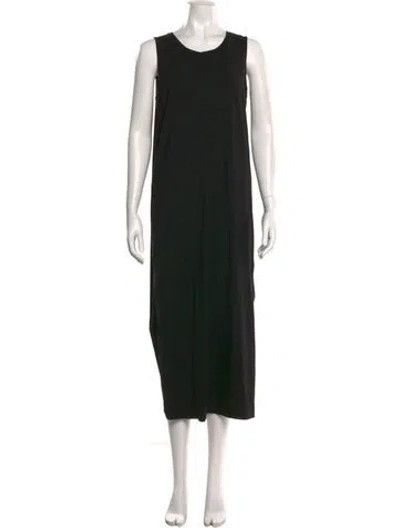 Pre-owned Cuyana Crew Neck Midi Length Dress In Black
