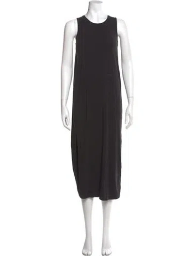 Pre-owned Cuyana Crew Neck Midi Length Dress In Black