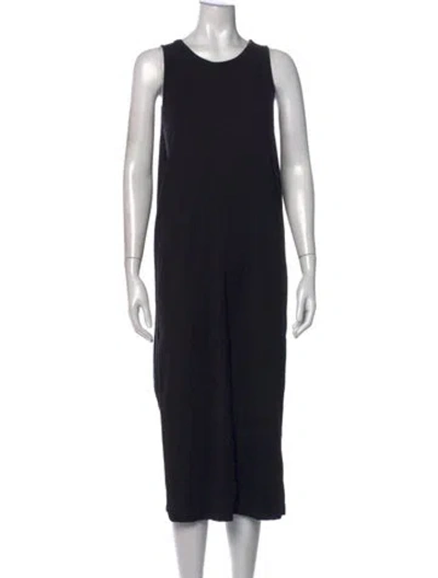 Pre-owned Cuyana Crew Neck Midi Length Dress In Black
