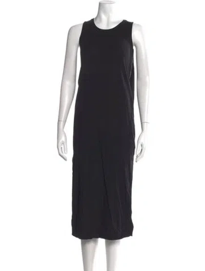 Pre-owned Cuyana Crew Neck Midi Length Dress In Black