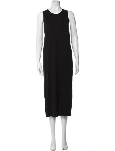 Pre-owned Cuyana Crew Neck Midi Length Dress In Black