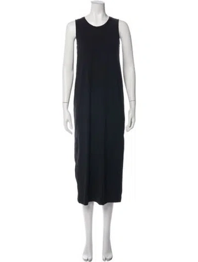Pre-owned Cuyana Crew Neck Midi Length Dress In Black