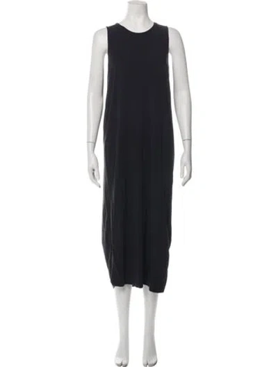 Pre-owned Cuyana Crew Neck Midi Length Dress In Black